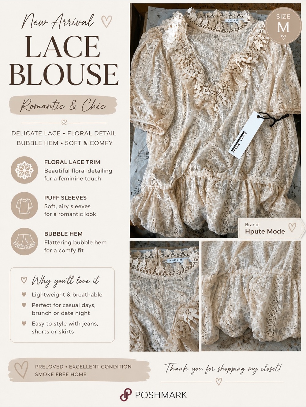 Haute Monde Lace Ruffled Blouse in Pale Blush